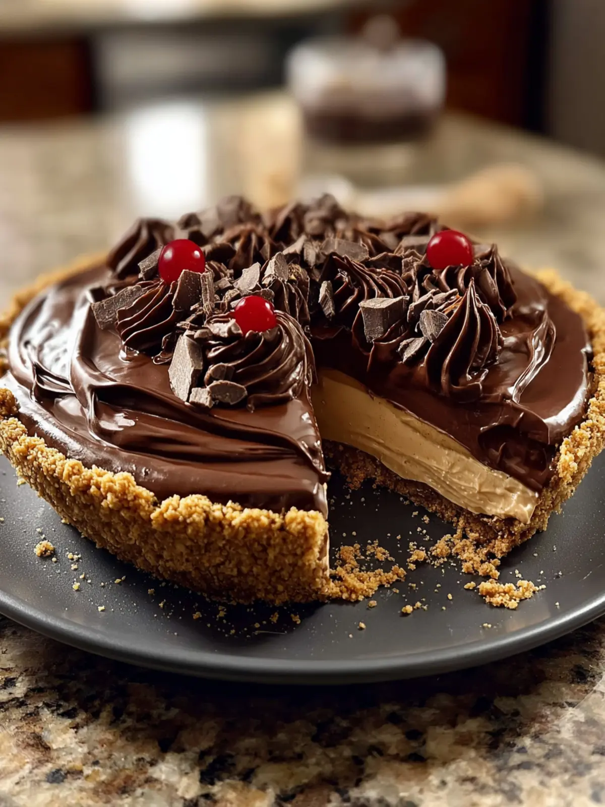 No-Bake Chocolate Peanut Butter Cream Pie Recipe First Image