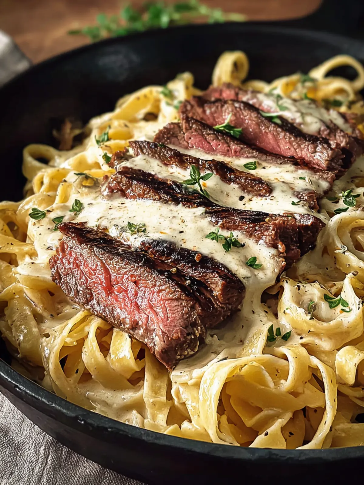 Indulgent Steak Alfredo: A Creamy Dinner Delight First Image
