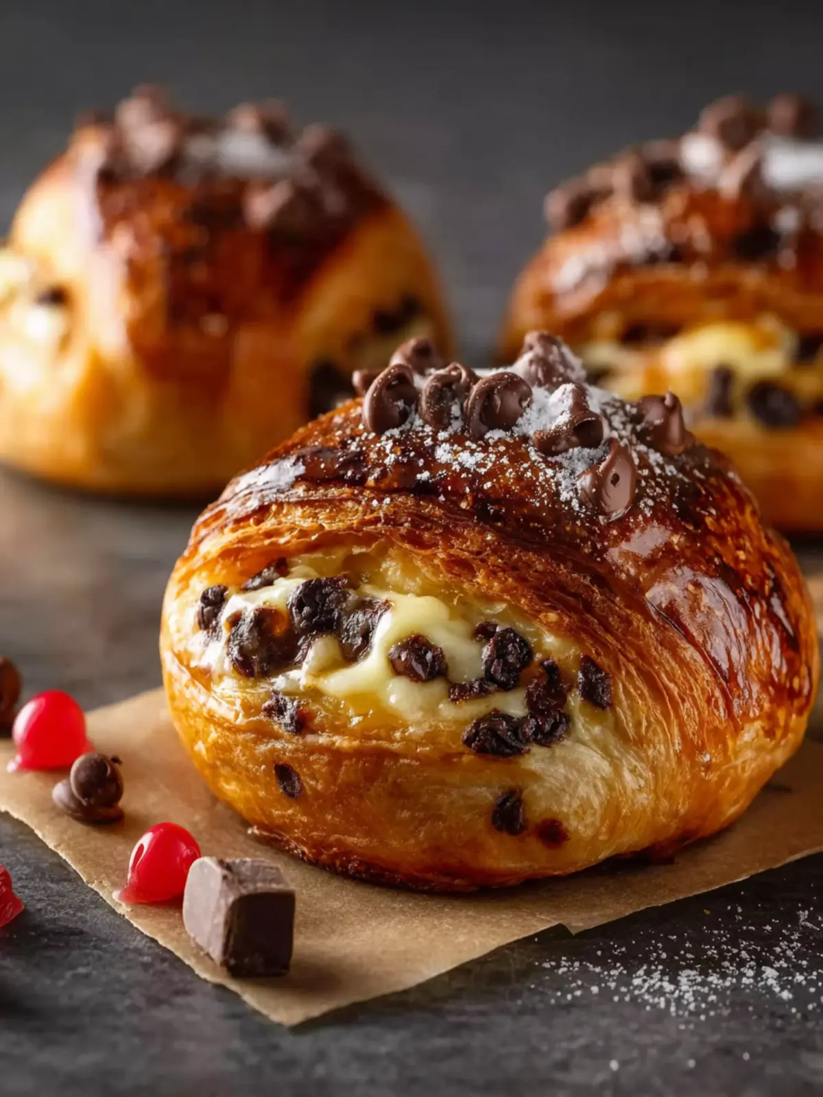 Indulgent Chocolate Chip Custard Brioches First Image