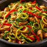 Garlic Chicken Zucchini Noodles Stir Fry First Image