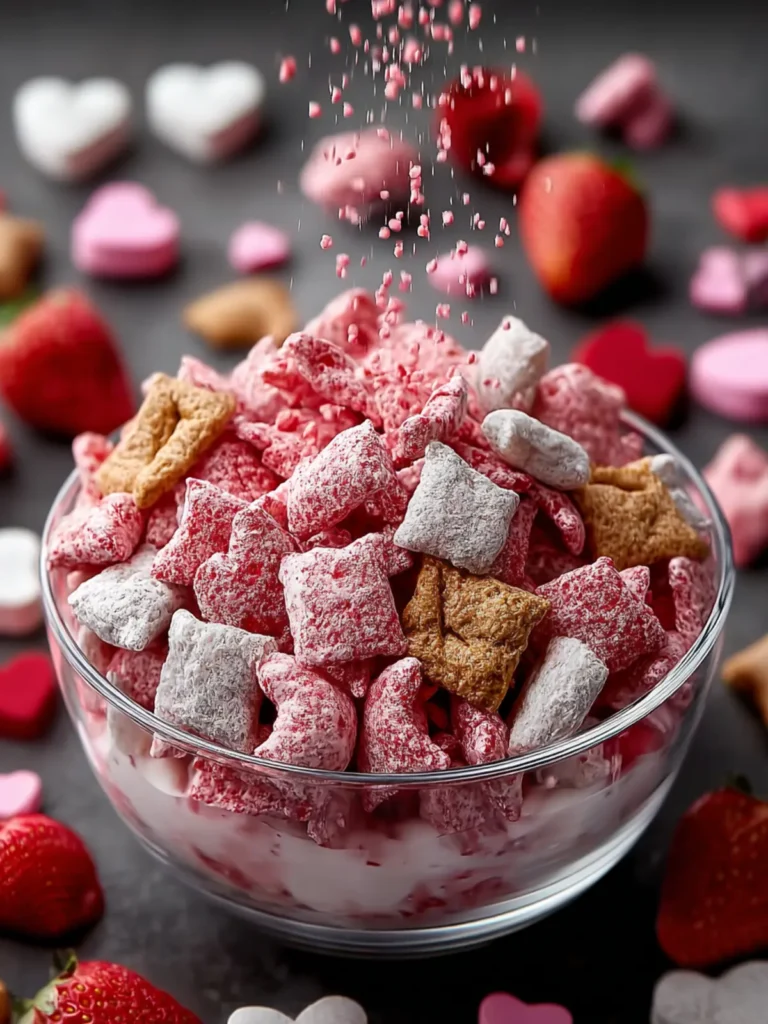Valentine’s Strawberry Cheesecake Puppy Chow First Image