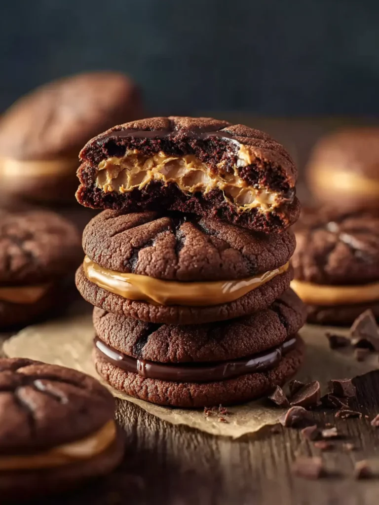 Chocolate Peanut Butter Stuffed Cookies First Image