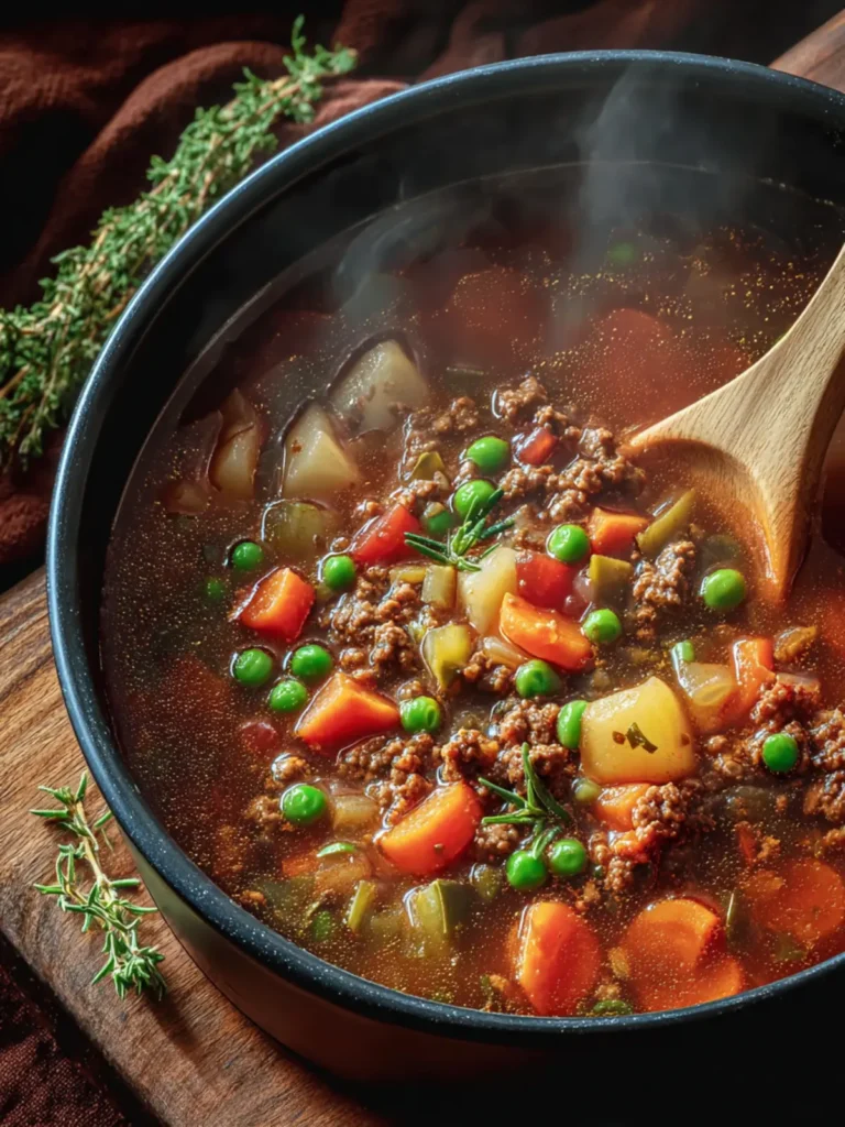 Cozy Ground Beef Vegetable Soup Recipe for Comforting Evenings First Image