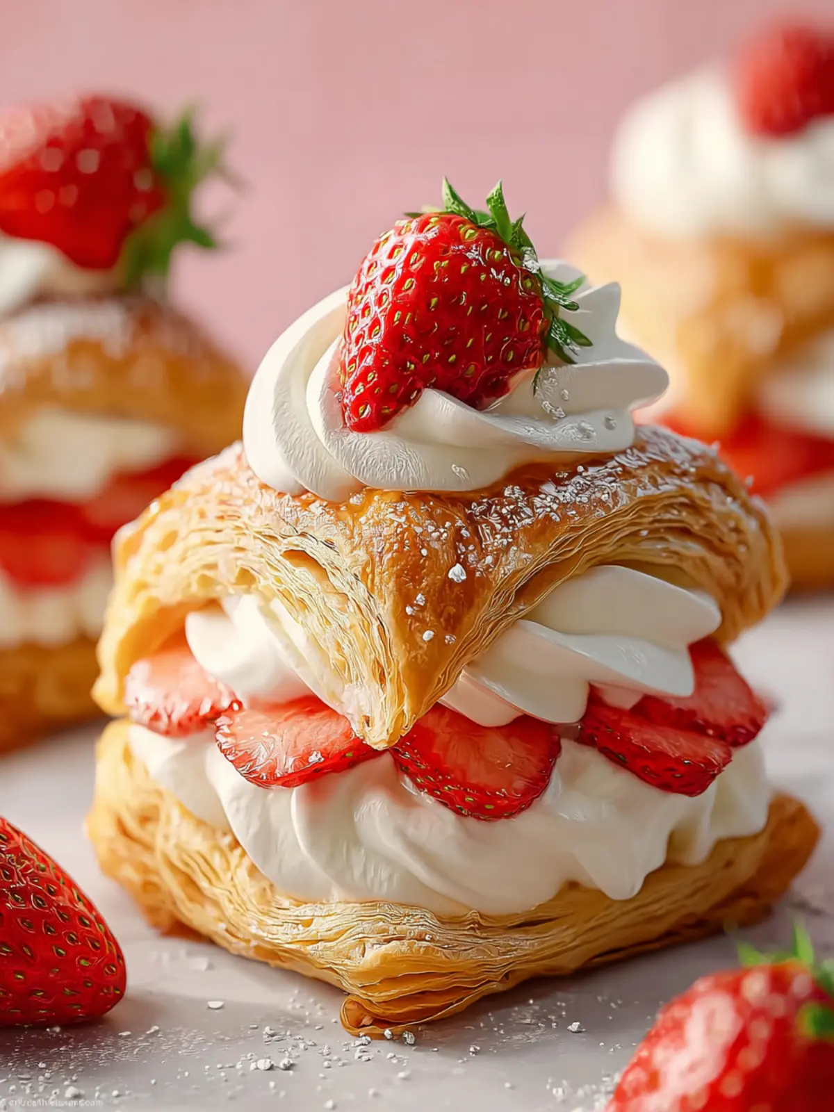 Dreamy Strawberry Cream Puff Pastries That Melt in Your Mouth First Image