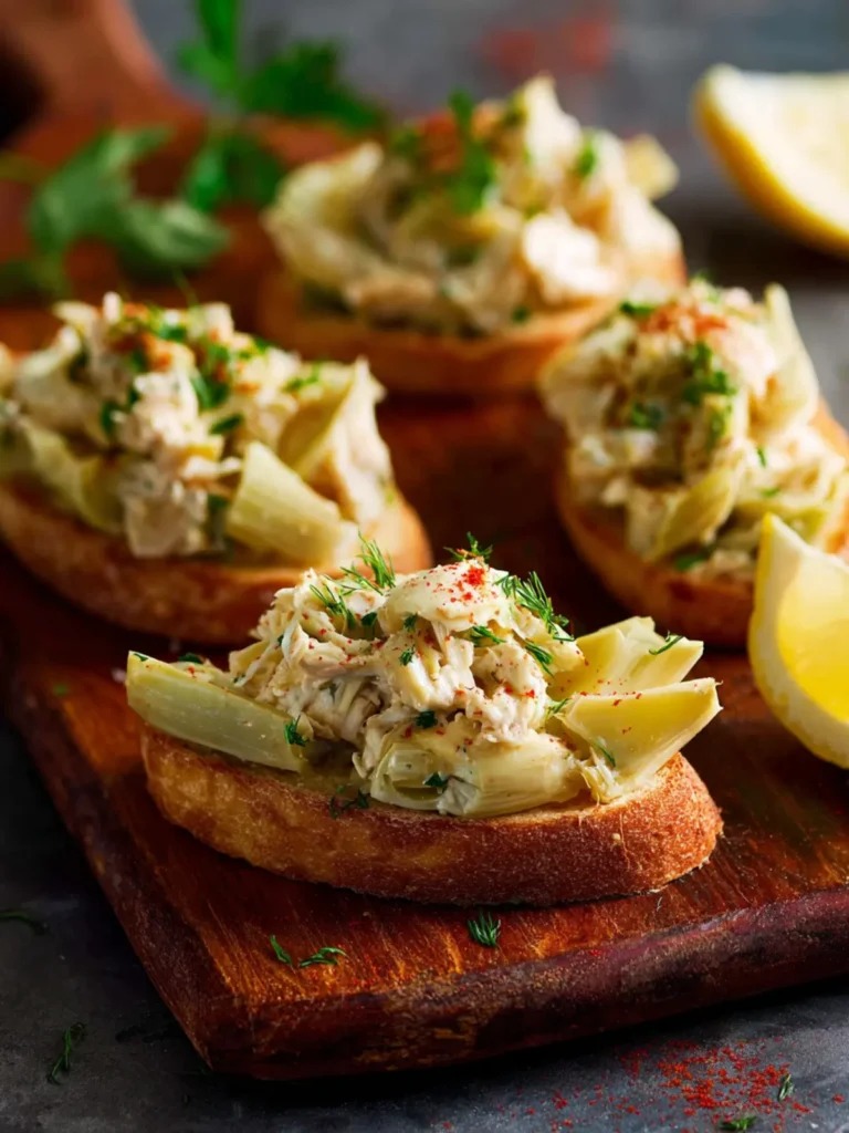 Crab Artichoke Toasts: Easy Party Appetizer First Image