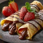 Handmade Chocolate-Filled Rolled Crepes First Image