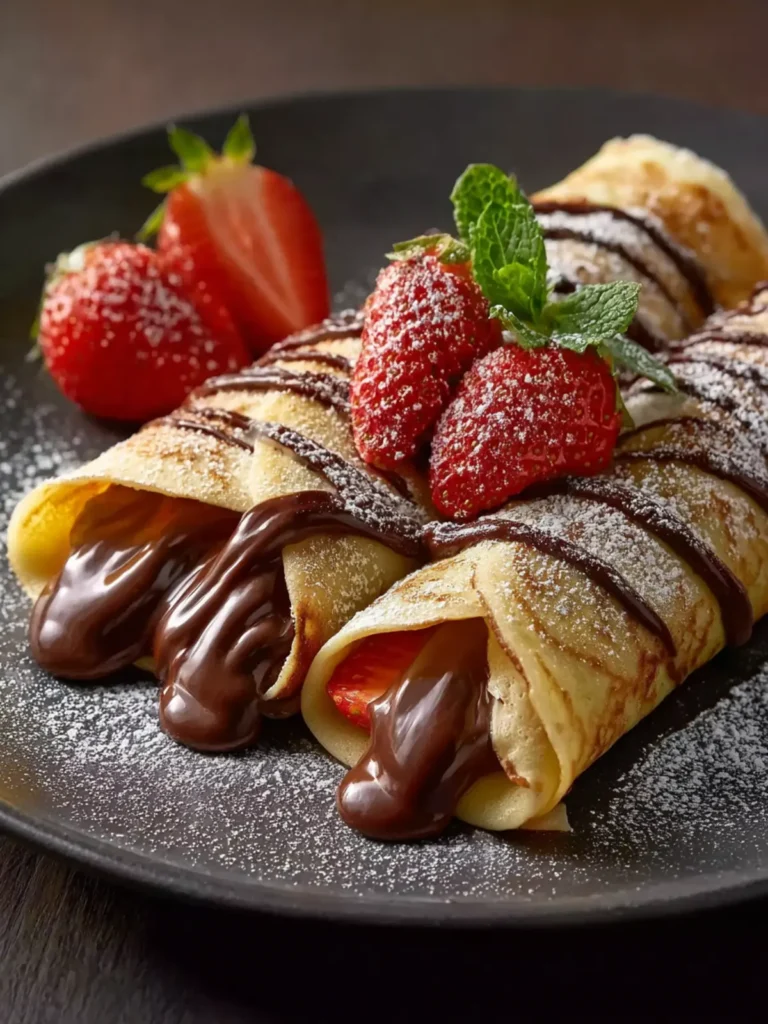 Handmade Chocolate-Filled Rolled Crepes First Image