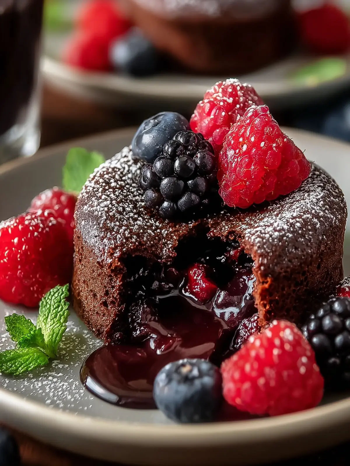 Indulge in Triple Berry Chocolate Molten Cakes Recipe First Image