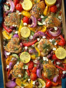 Sheet Pan Greek Chicken Dinner First Image
