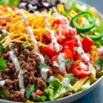 Loaded Beef Taco Salad with Creamy Lime Cilantro Dressing First Image