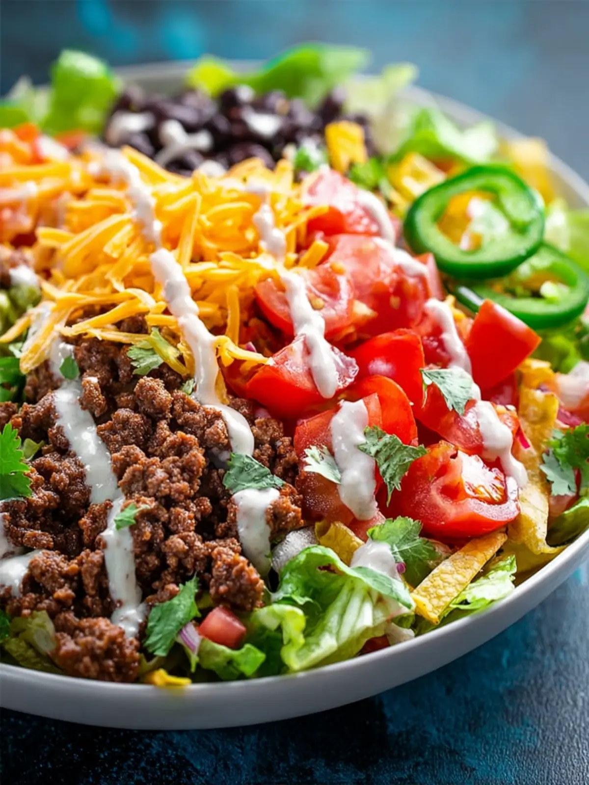 Loaded Beef Taco Salad with Creamy Lime Cilantro Dressing First Image